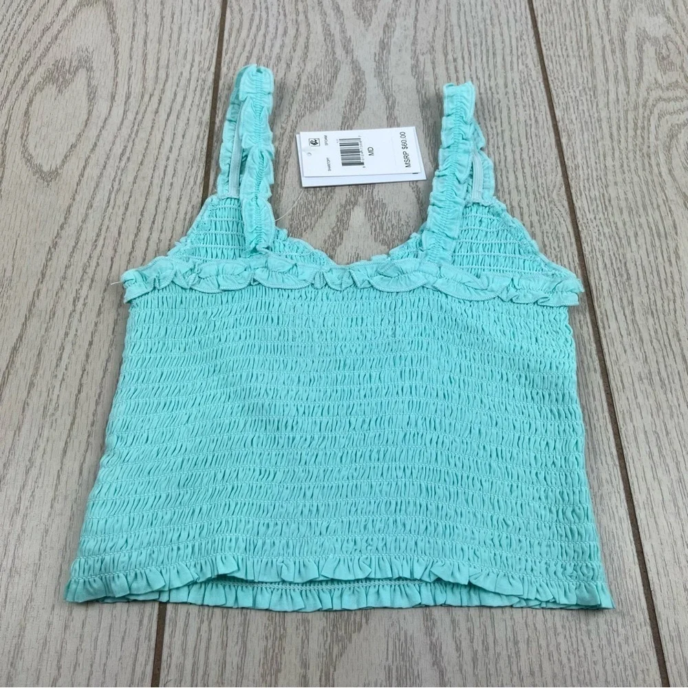 Katie J NYC Girl's Tween Shari Solid Elastic Fitted Tank Top Med Seafoam $60